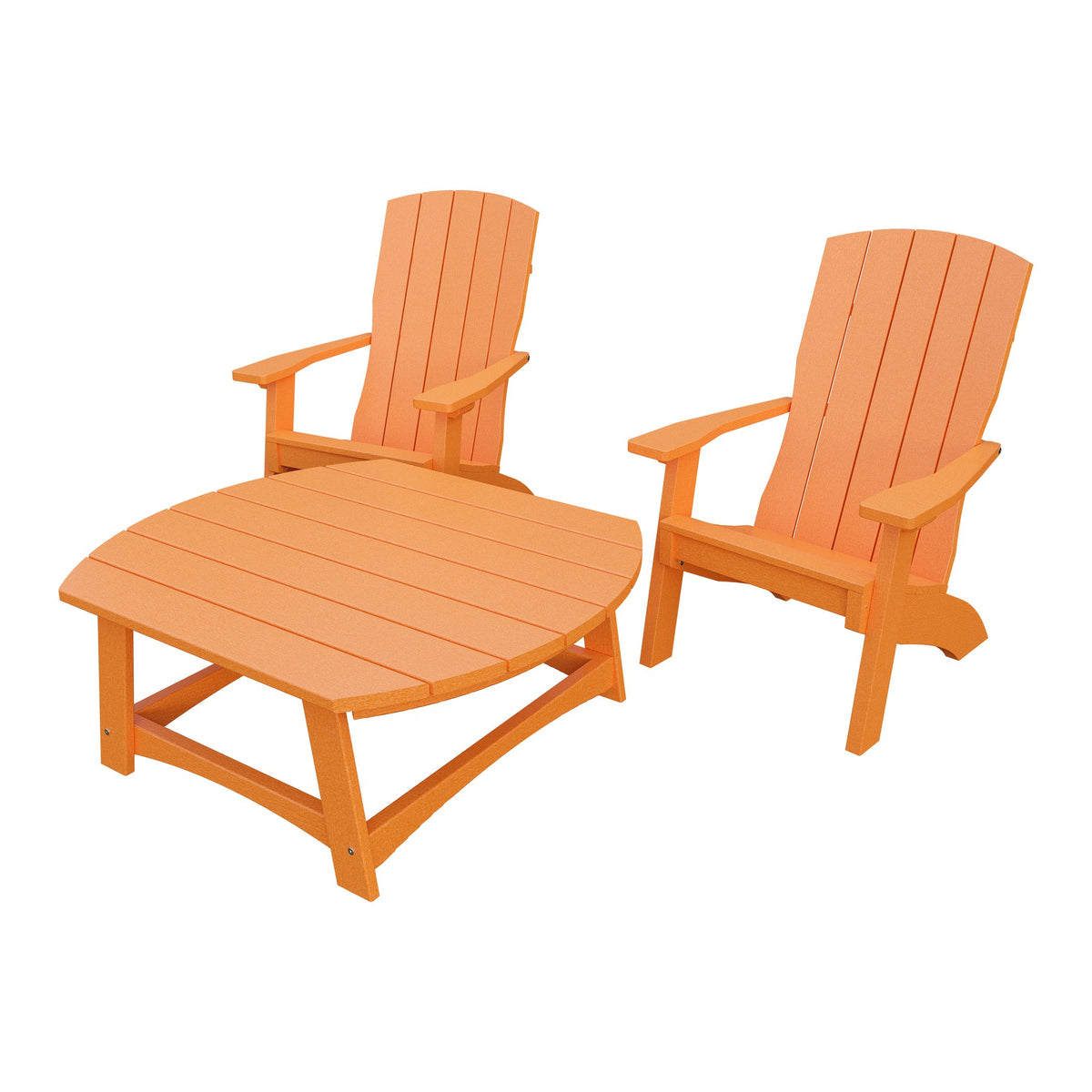 Amish Coastal 3pc Patio Set: 2 Chairs & Coffee Table in Bright Orange