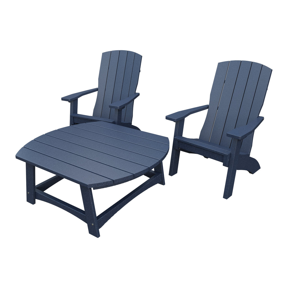 Amish Coastal 3pc Patio Set: 2 Chairs & Coffee Table in Patriot Blue