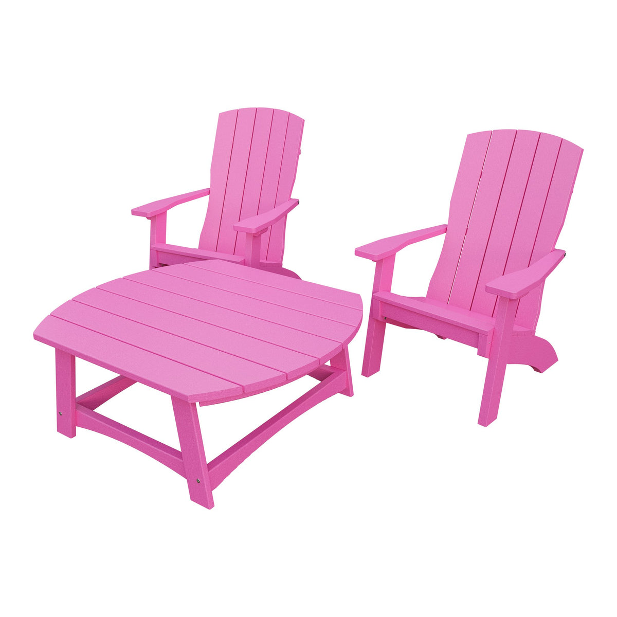 Amish Coastal 3pc Patio Set: 2 Chairs & Coffee Table in Pink
