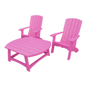 Amish Coastal 3pc Patio Set: 2 Chairs & Coffee Table in Pink