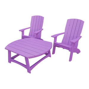 Amish Coastal 3pc Patio Set: 2 Chairs & Coffee Table in Bright Purple