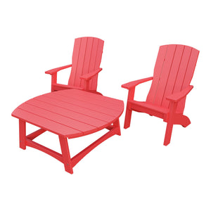 Amish Coastal 3pc Patio Set: 2 Chairs & Coffee Table in Red