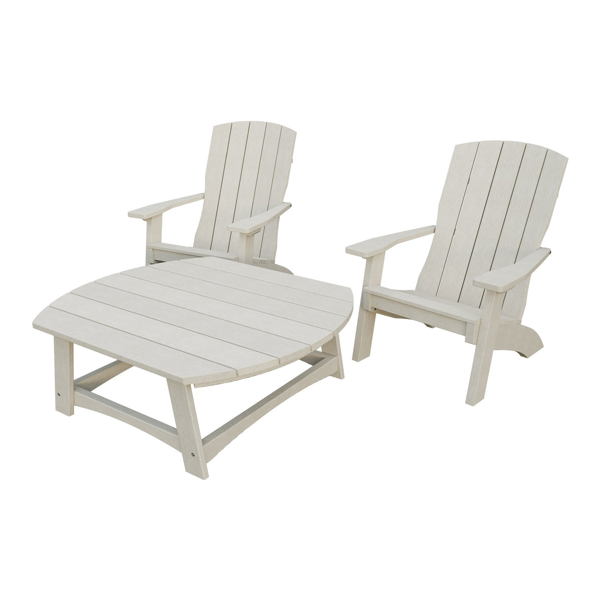 Amish Coastal 3pc Patio Set: 2 Chairs & Coffee Table in Seashell