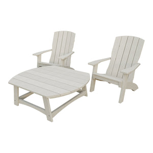 Amish Coastal 3pc Patio Set: 2 Chairs & Coffee Table in Seashell
