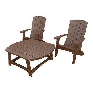 Amish Coastal 3pc Patio Set: 2 Chairs & Coffee Table in Tudor Brown