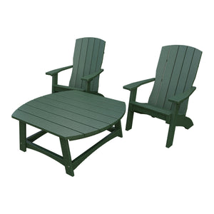 Amish Coastal 3pc Patio Set: 2 Chairs & Coffee Table in Turf Green