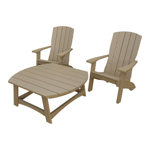 Amish Coastal 3pc Patio Set: 2 Chairs & Coffee Table in Weathered Wood