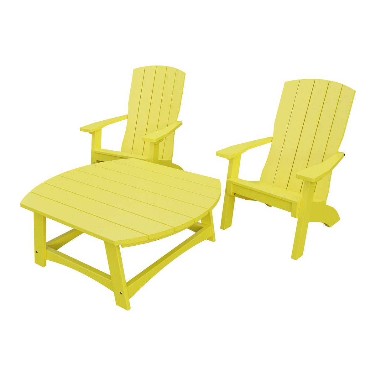 Amish Coastal 3pc Patio Set: 2 Chairs & Coffee Table in Lemon Yellow