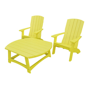 Amish Coastal 3pc Patio Set: 2 Chairs & Coffee Table in Lemon Yellow