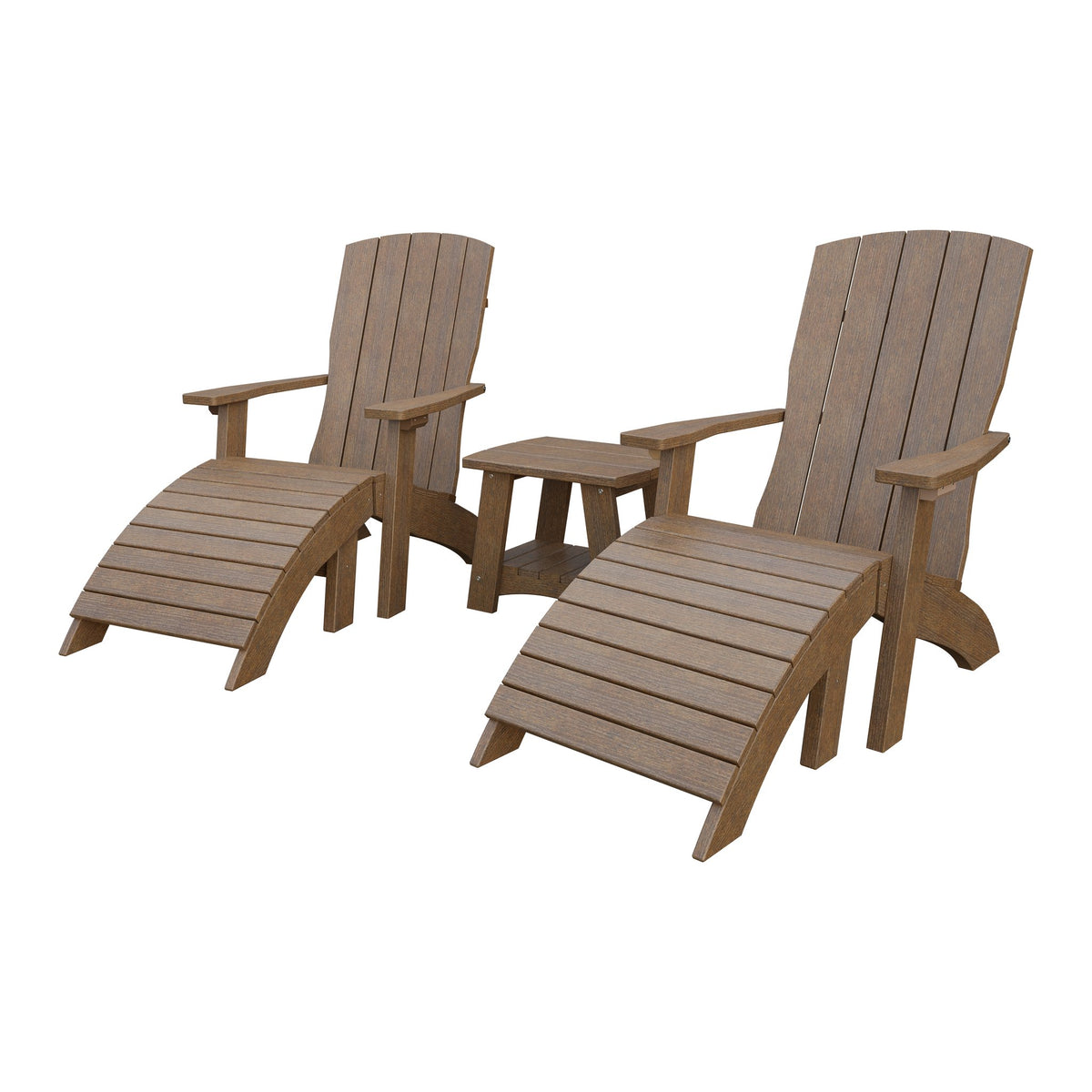 Amish Coastal 3-Piece Patio Set: 2 Chairs & Coffee Table in Antique Mahogany
