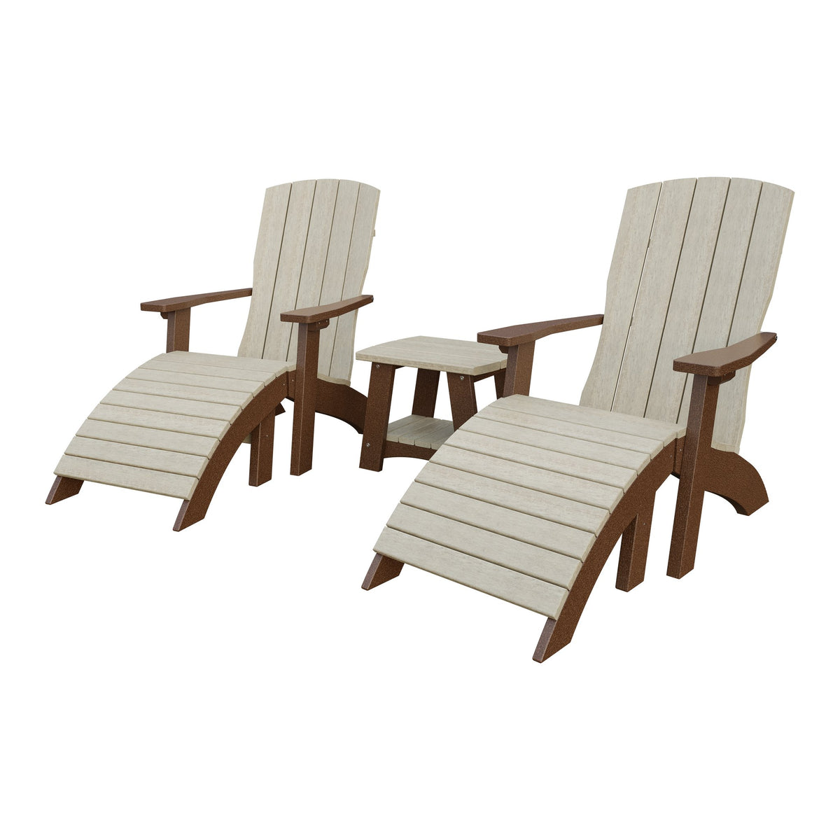 Amish Coastal 3-Piece Patio Set: 2 Chairs & Coffee Table in Birchwood & Tudor Brown