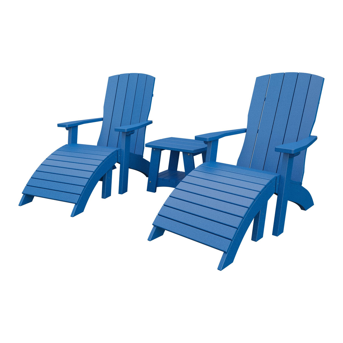 Amish Coastal 3-Piece Patio Set: 2 Chairs & Coffee Table in Blue
