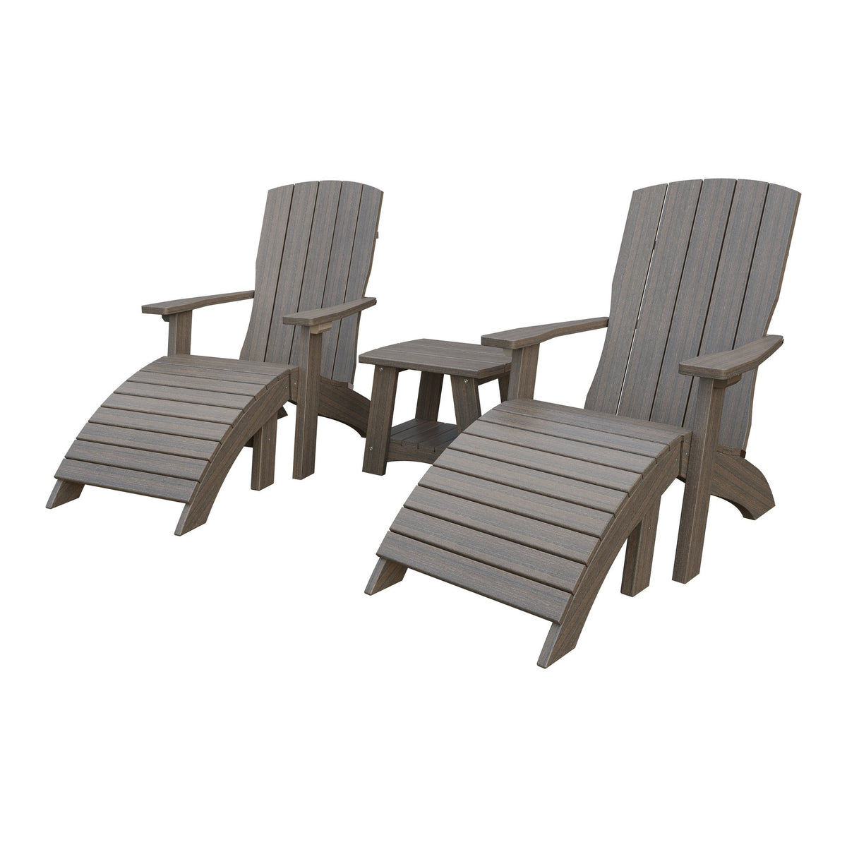 Amish Coastal 3-Piece Patio Set: 2 Chairs & Coffee Table in Brazilian Walnut