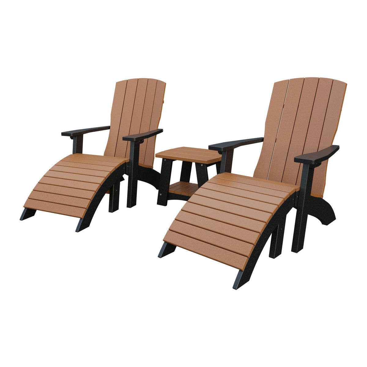 Amish Coastal 3-Piece Patio Set: 2 Chairs & Coffee Table in Cedar & Black