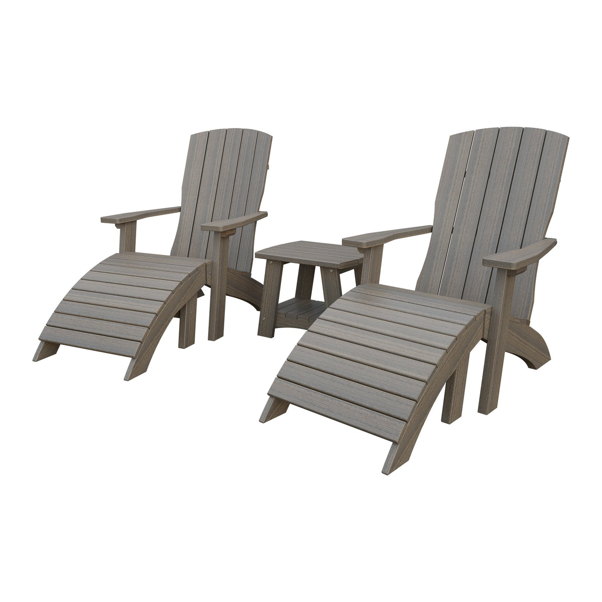Amish Coastal 3-Piece Patio Set: 2 Chairs & Coffee Table in Coastal Gray