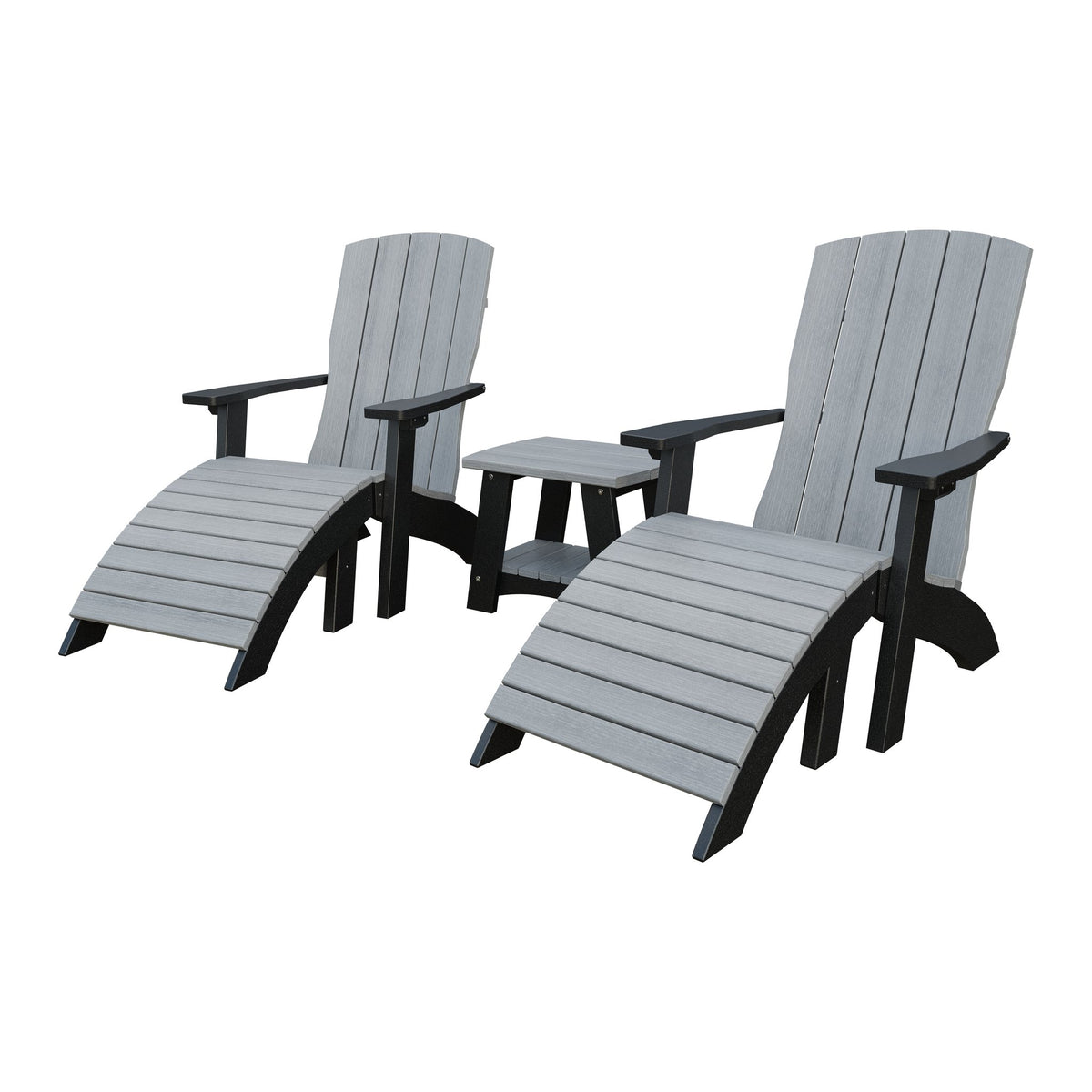 Amish Coastal 3-Piece Patio Set: 2 Chairs & Coffee Table in Driftwood Gray & Black