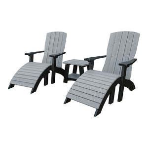 Amish Coastal 3-Piece Patio Set: 2 Chairs & Coffee Table in Driftwood Gray & Black