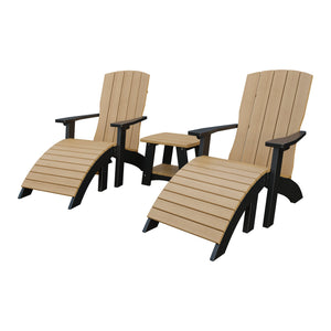 Amish Coastal 3-Piece Patio Set: 2 Chairs & Coffee Table in Natural Teak & Black