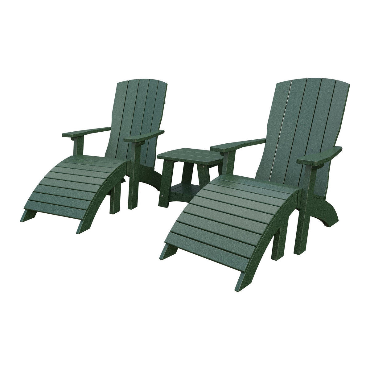 Amish Coastal 3-Piece Patio Set: 2 Chairs & Coffee Table in Turf Green