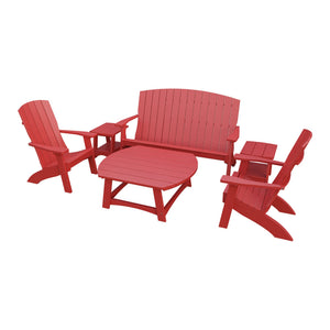 Amish Coastal 6-Piece Patio Set: Bench, 2 Chairs & 3 Tables in Cardinal Red