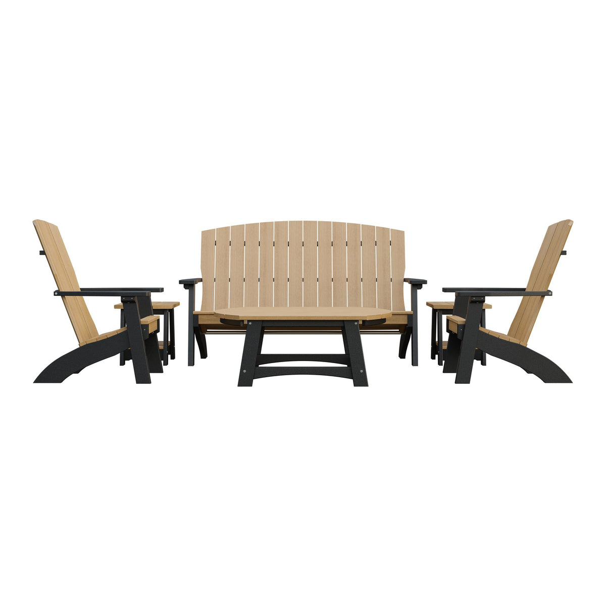 Amish Coastal 6-Piece Patio Set: Bench, 2 Chairs & 3 Tables