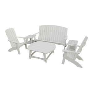 Amish Coastal 6-Piece Patio Set: Bench, 2 Chairs & 3 Tables in Ivory