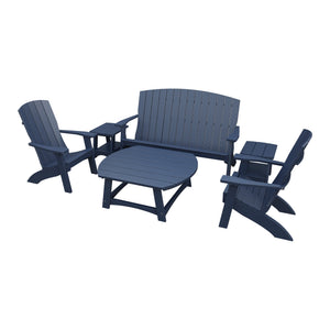 Amish Coastal 6-Piece Patio Set: Bench, 2 Chairs & 3 Tables in Patriot Blue
