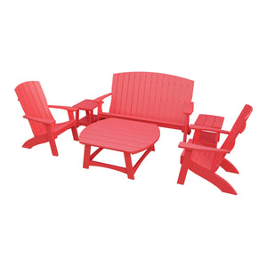 Amish Coastal 6-Piece Patio Set: Bench, 2 Chairs & 3 Tables in Red