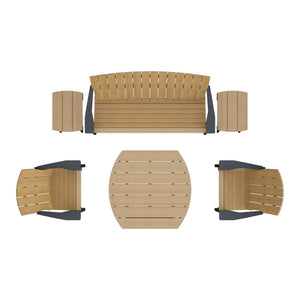 Amish Coastal 6-Piece Patio Set: Bench, 2 Chairs & 3 Tables