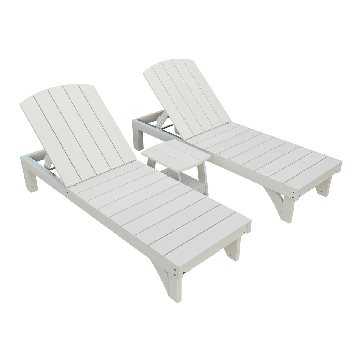 Amish Coastal 3pc Patio Lounger Set: 2 Loungers & End Table in Ivory