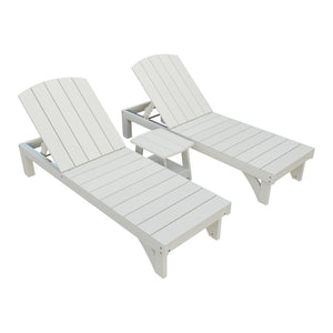 Amish Coastal 3pc Patio Lounger Set: 2 Loungers & End Table in Ivory