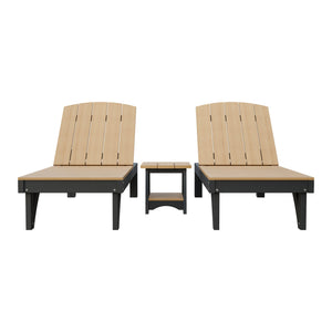 Amish Coastal 3pc Patio Lounger Set: 2 Loungers & End Table