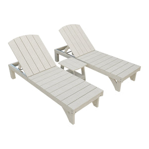 Amish Coastal 3pc Patio Lounger Set: 2 Loungers & End Table in Seashell