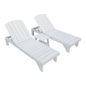 Amish Coastal 3pc Patio Lounger Set: 2 Loungers & End Table in Bright White