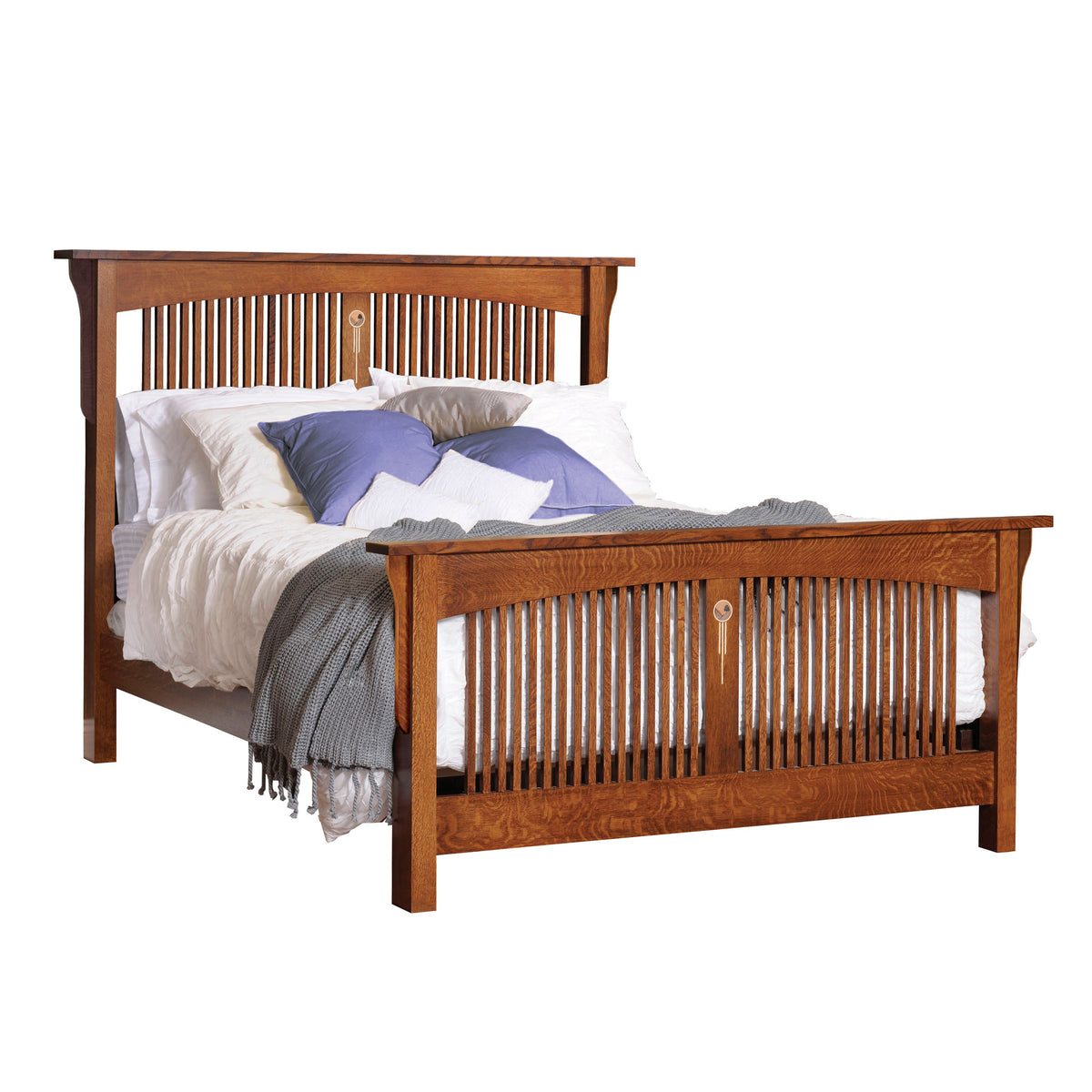 Amish Solid Wood Artesano Arched Spindle Bed