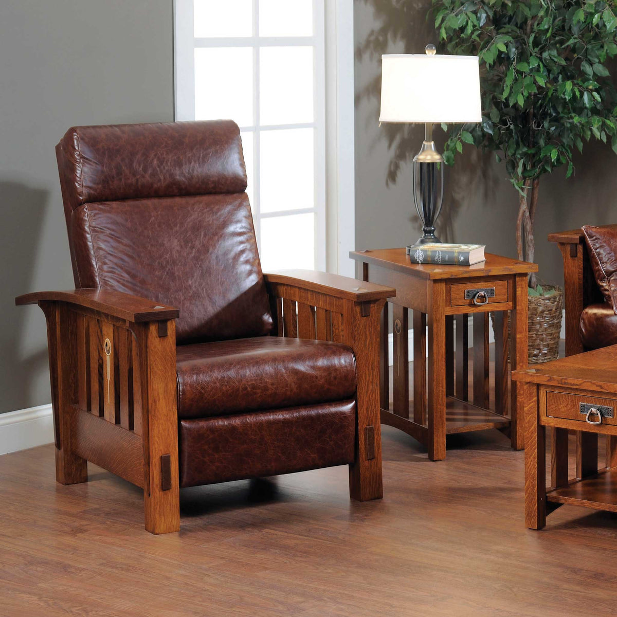 Sillón reclinable Amish Artesano Morris de madera maciza