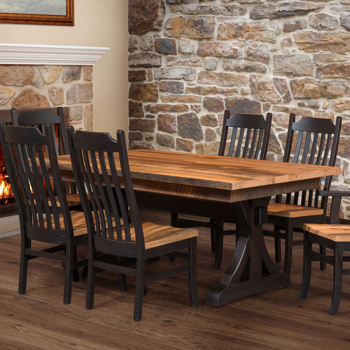 Amish Darlington Rustic Barnwood Solid Top Table