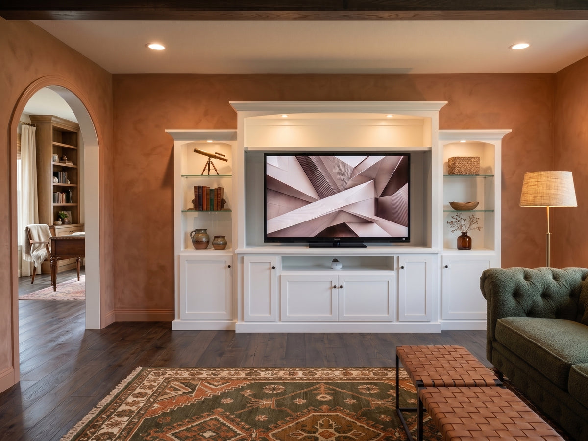 Amish 3pc Entertainment Center with Side Towers and Electric Fireplace