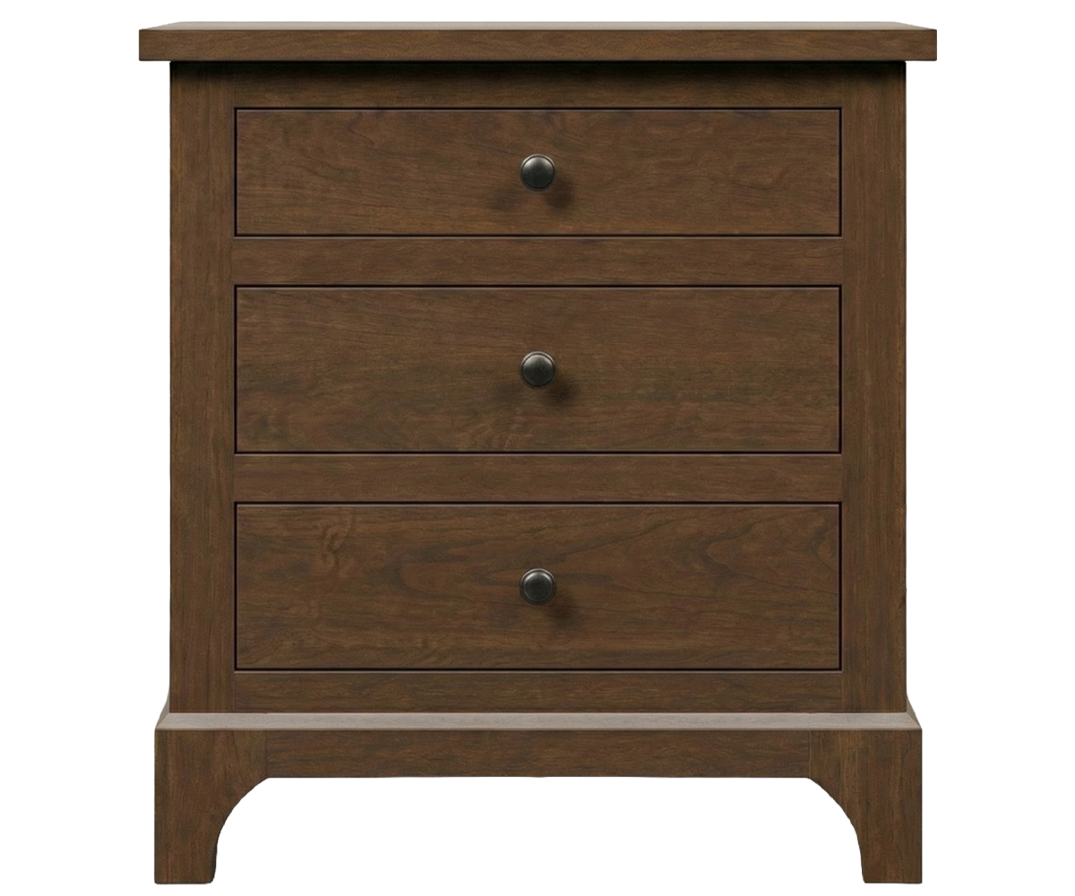 Amish Ridley Park 3-Drawer Solid Wood Nightstand