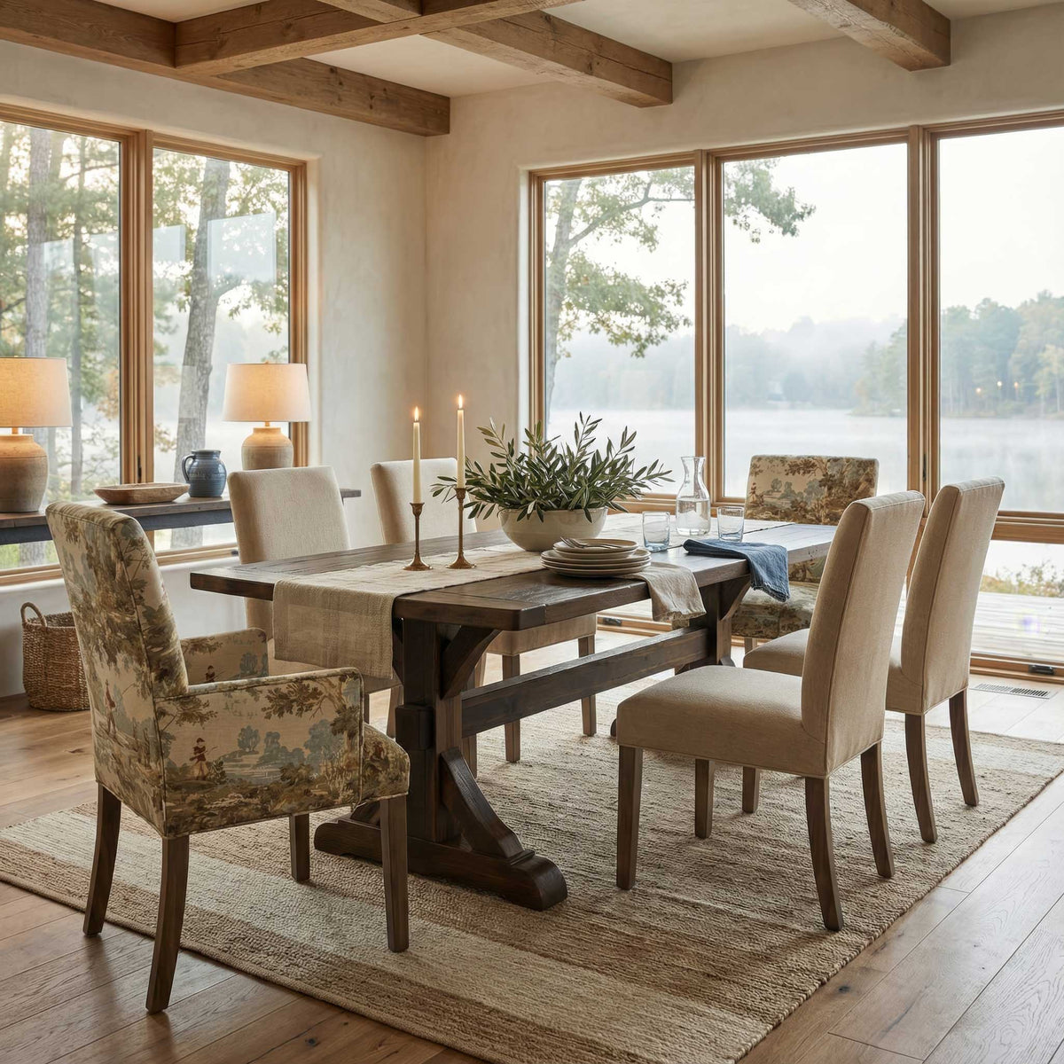 Amish Durango Rustic Barnwood Solid Top Trestle Table