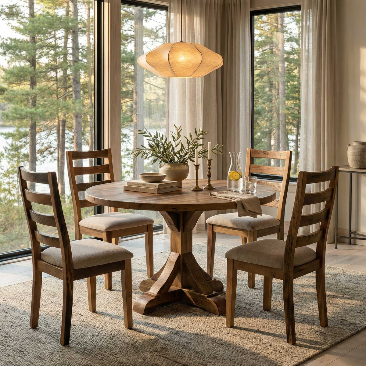 Amish Durango Rustic Barnwood Round Dining Table