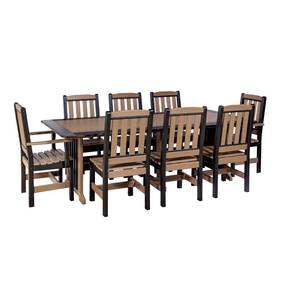 Amish Poly 96" English Garden Patio Dining Table & 8 Chair Set - Quick Ship