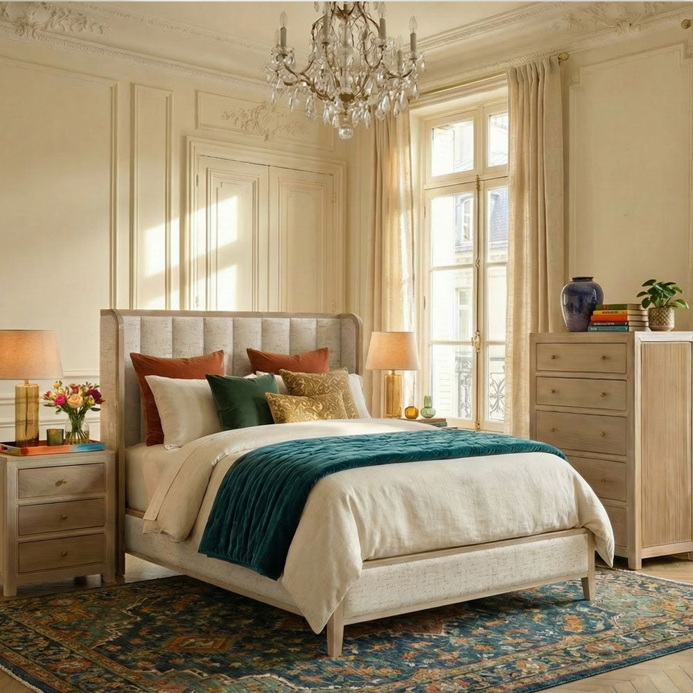 Amish Mid Century Modern Austin Upholstered Bed