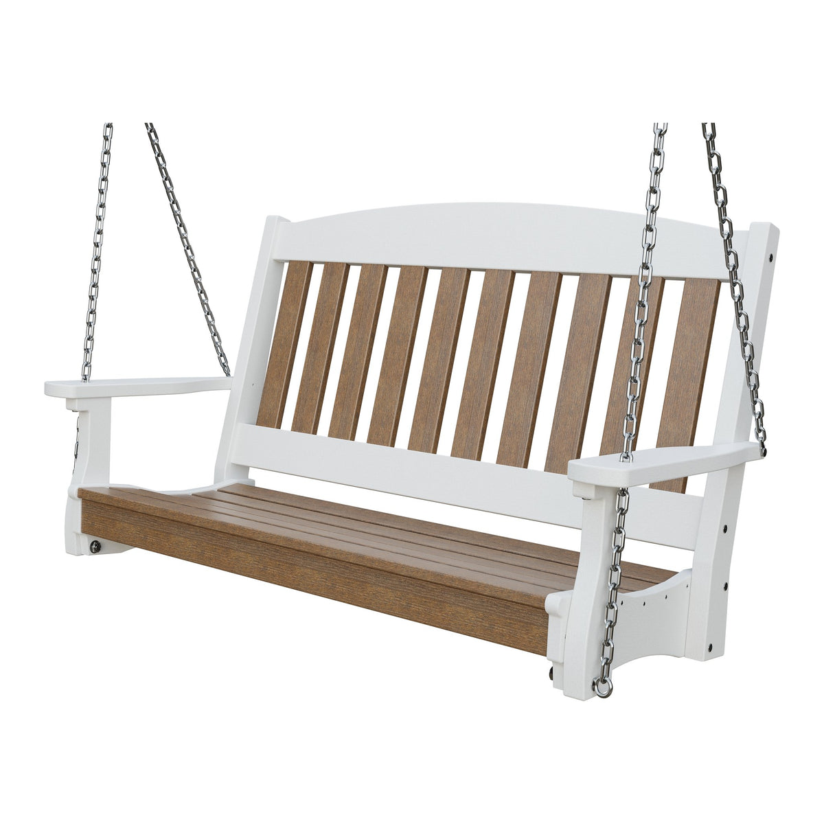 Amish Spanish Garden 4' Poly Hanging Swing in Antique Mahogany & White