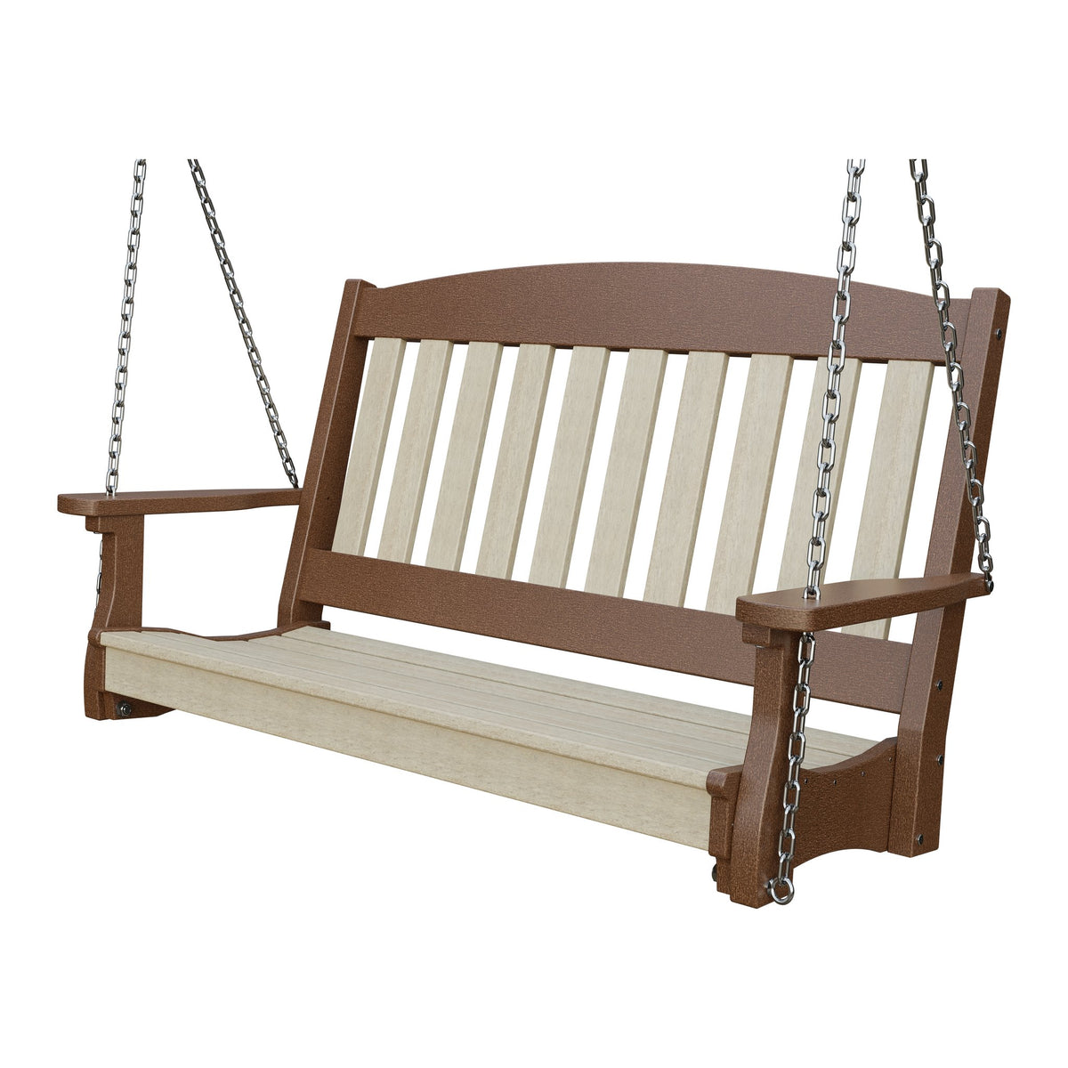 Amish Spanish Garden 4' Poly Hanging Swing in Birchwood & Tudor Brown