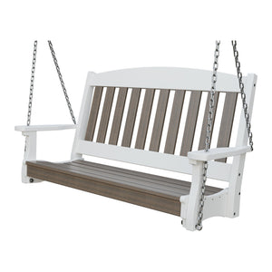 Amish Spanish Garden 4' Poly Hanging Swing in Brazilian Walnut & White