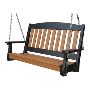 Amish Spanish Garden 4' Poly Hanging Swing in Cedar & Black