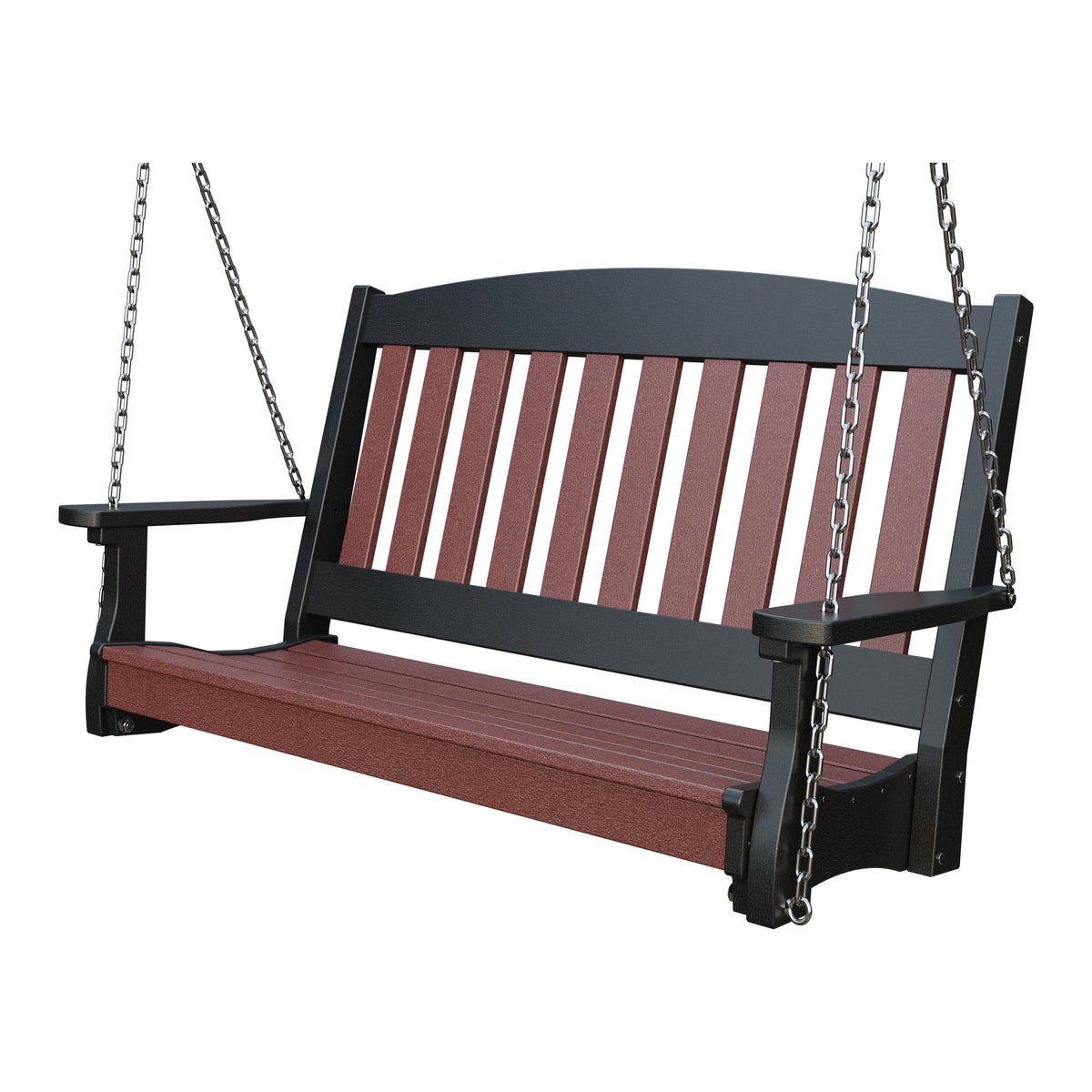Amish Spanish Garden 4' Poly Hanging Swing in Cherrywood & Black