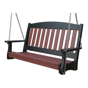 Amish Spanish Garden 4' Poly Hanging Swing in Cherrywood & Black