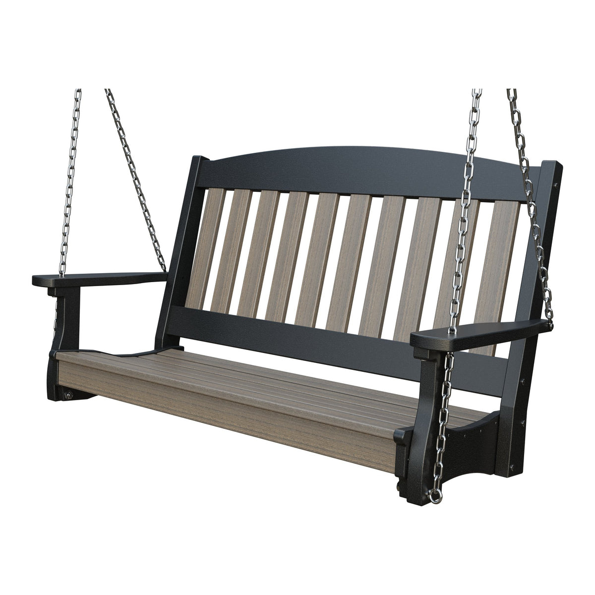 Amish Spanish Garden 4' Poly Hanging Swing in Coastal Gray & Black